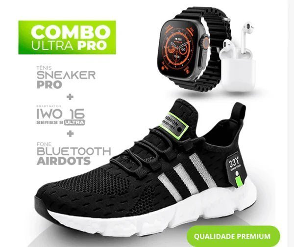 Combo Newfit Advanced 3x1 TÊNIS NEWFIT PRO + IWO SERIES 9 ULTRA + FONE BLUETOOTH ADVANCED PRO | ENVIO IMEDIATO | FRETE GRÁTIS | 12x