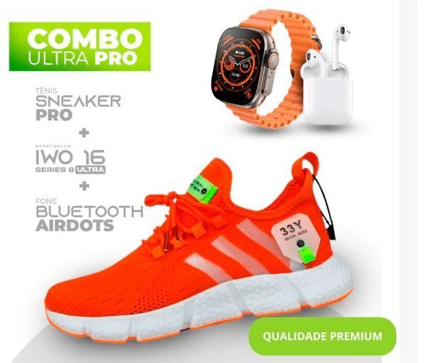 Combo Newfit Advanced 3x1 TÊNIS NEWFIT PRO + IWO SERIES 9 ULTRA + FONE BLUETOOTH ADVANCED PRO | ENVIO IMEDIATO | FRETE GRÁTIS | 12x