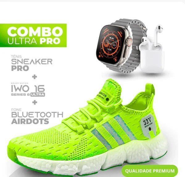 Combo Newfit Advanced 3x1 TÊNIS NEWFIT PRO + IWO SERIES 9 ULTRA + FONE BLUETOOTH ADVANCED PRO | ENVIO IMEDIATO | FRETE GRÁTIS | 12x