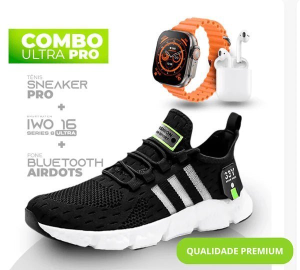 Combo Newfit Advanced 3x1 TÊNIS NEWFIT PRO + IWO SERIES 9 ULTRA + FONE BLUETOOTH ADVANCED PRO | ENVIO IMEDIATO | FRETE GRÁTIS | 12x