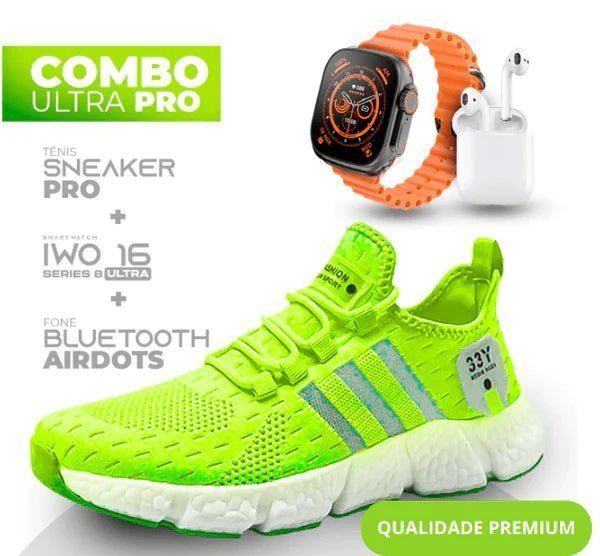 Combo Newfit Advanced 3x1 TÊNIS NEWFIT PRO + IWO SERIES 9 ULTRA + FONE BLUETOOTH ADVANCED PRO | ENVIO IMEDIATO | FRETE GRÁTIS | 12x