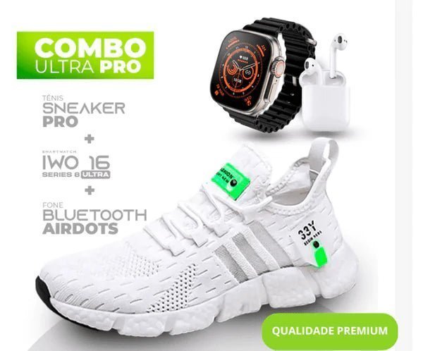 Combo Newfit Advanced 3x1 TÊNIS NEWFIT PRO + IWO SERIES 9 ULTRA + FONE BLUETOOTH ADVANCED PRO | ENVIO IMEDIATO | FRETE GRÁTIS | 12x